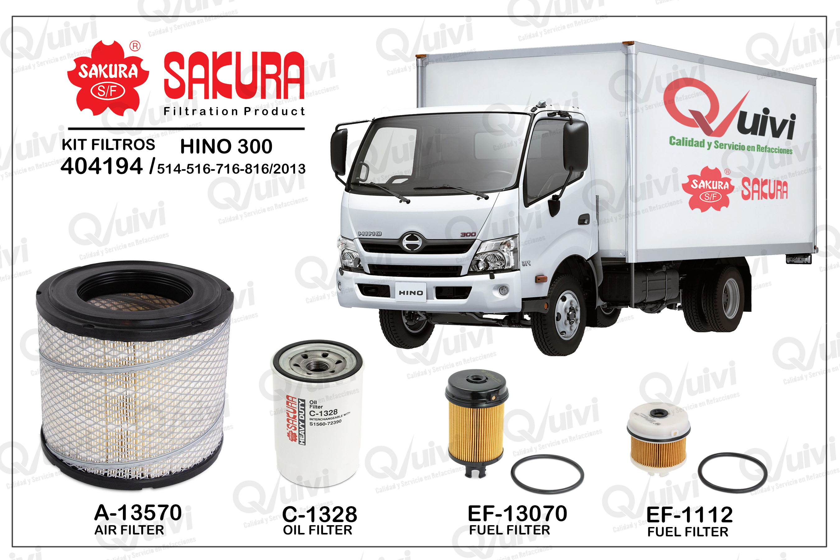 KIT  FILTROS HINO 300-816, 2013